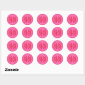 Hot-roze rood-wijn-Script-monogram, DIY BG Ronde Sticker (Vel)