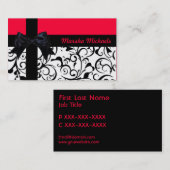 Hot roze rood zwart damask aangepaste visitekaartj visitekaartje (Voorkant / Achterkant)
