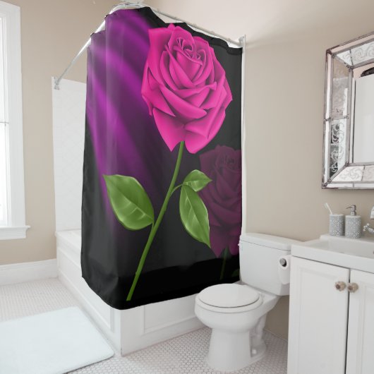 Hot-roze Roos 1A - Shower Curtain Douchegordijn (In situ)