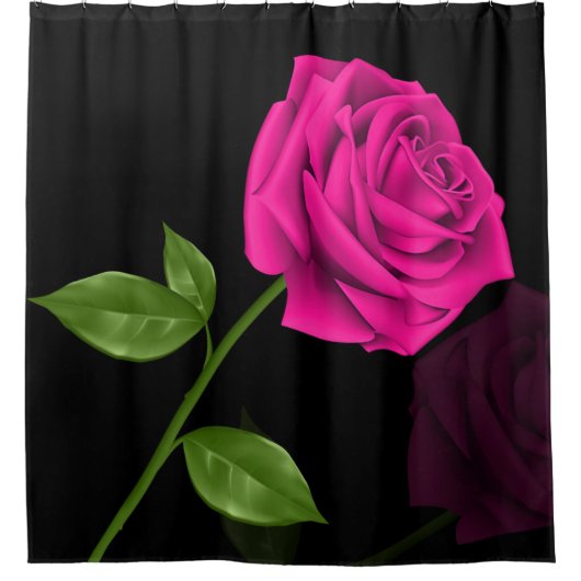 Hot-roze Roos 2 - Shower Curtain Douchegordijn (Voorkant)