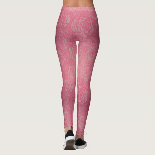 Hot-roze Roos Afdrukken Leggings (Achterkant)