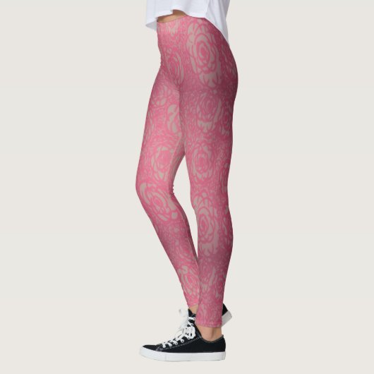 Hot-roze Roos Afdrukken Leggings (Links)