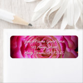 Hot-roze roos bloemenfotoscript aangepast adres etiket (Insitu)