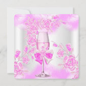 Hot-roze Roos Champagne White Floral Party Kaart (Achterkant)