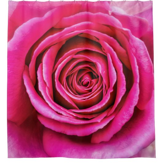 Hot-roze Roos Douchegordijn (Voorkant)