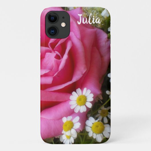 Hot-roze Roos en White Daisies Foto Case-Mate iPhone Case (Achterkant)