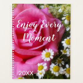 Hot-roze Roos en White Daisies Foto Planner