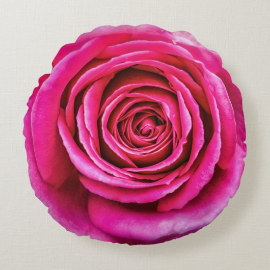 Hot-roze Roos Rond Kussen (Voorkant)