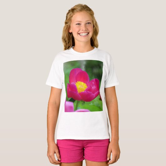 Hot-roze Roos T-shirt (Voorkant volledig)