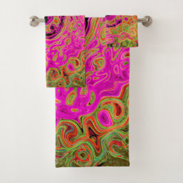 Hot-roze roovy Abstract Retro vloeistof Bad Handdoek