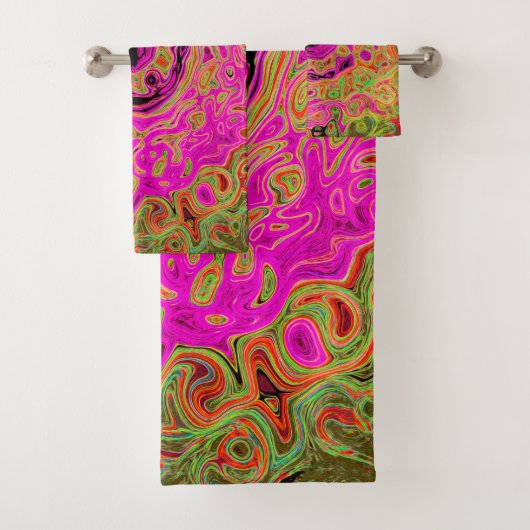 Hot-roze roovy Abstract Retro vloeistof Bad Handdoek (Insitu)