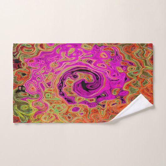 Hot-roze roovy Abstract Retro vloeistof Bad Handdoek (Handdoek)
