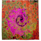 Hot-roze roovy Abstract Retro vloeistof Douchegordijn (Voorkant)