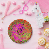 Hot-roze roovy Abstract Retro vloeistof Papieren Bordje (Feest)