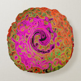 Hot-roze roovy Abstract Retro vloeistof Rond Kussen
