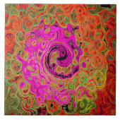 Hot-roze roovy Abstract Retro vloeistof Tegeltje (Voorkant)