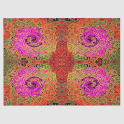 Hot-roze roovy Abstract Retro vloeistof Tissuepapier (Voorkant)