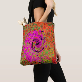 Hot-roze roovy Abstract Retro vloeistof Tote Bag