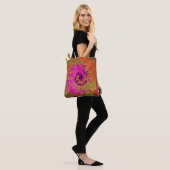 Hot-roze roovy Abstract Retro vloeistof Tote Bag (Op model)