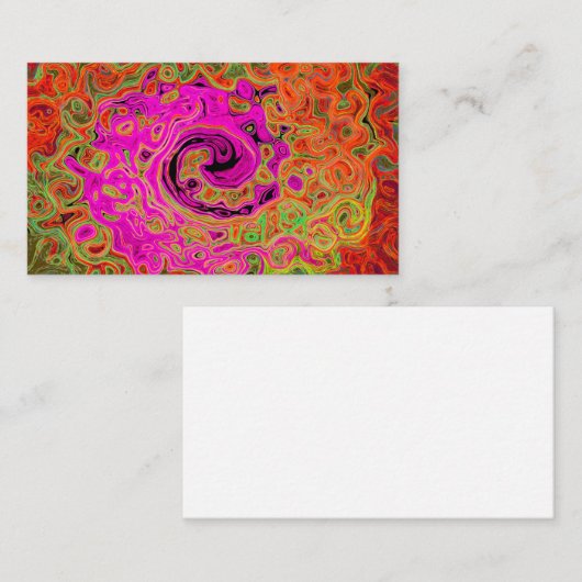 Hot-roze roovy Abstract Retro vloeistof Visitekaartje (Voorkant / Achterkant)