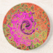 Hot-roze roovy Abstract Retro vloeistof Zandsteen Onderzetter (Voorkant)