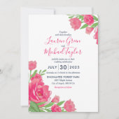 Hot-roze Rozen Bloem Bouquet Floral Wedding Kaart (Voorkant)