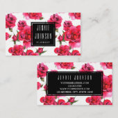 Hot-roze Rozen Floral Modern Visitekaartje (Voorkant / Achterkant)