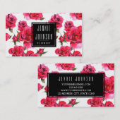 Hot-roze Rozen Floral Modern Visitekaartje (Voorkant / Achterkant)