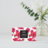 Hot-roze Rozen Floral Modern Visitekaartje (Staand voorkant)
