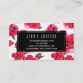 Hot-roze Rozen Floral Modern Visitekaartje (Achterkant)