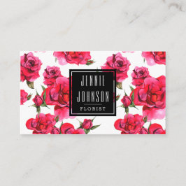 Hot-roze Rozen Floral Modern Visitekaartje