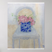 Hot-roze Rozen Ginger Jar Art afdrukken Poster (Voorkant)