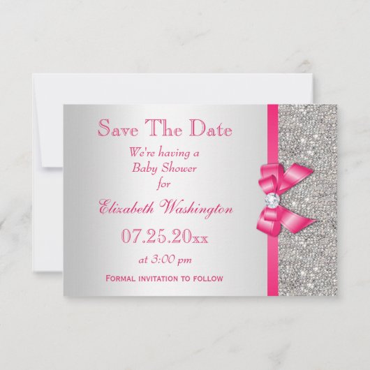 Hot-roze Ruiters besparen het Baby shower Datum Save The Date (Achterkant)