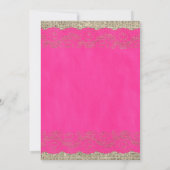Hot-roze Rustic Lace Wedding Invitations Kaart (Achterkant)