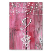 Hot Roze Rustiek Hout String Lights Mason Jar Kaart (Voorkant)