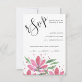 Hot Roze Rustieke Lotus Waterverf Kunst RSVP Kaartje (Voorkant)