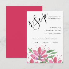 Hot Roze Rustieke Lotus Waterverf Kunst RSVP Kaartje