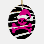 Hot-Roze Santa Skull Keramisch Ornament (Rechts)