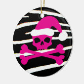Hot-Roze Santa Skull Keramisch Ornament (Links)