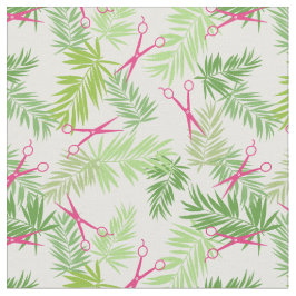 Hot-roze schaar groene handpalmen stof