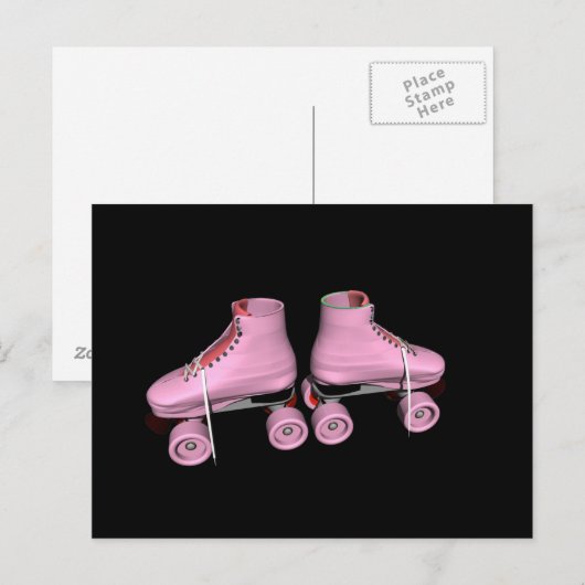 Hot-roze Schaatsen Briefkaart (Voorkant / Achterkant)