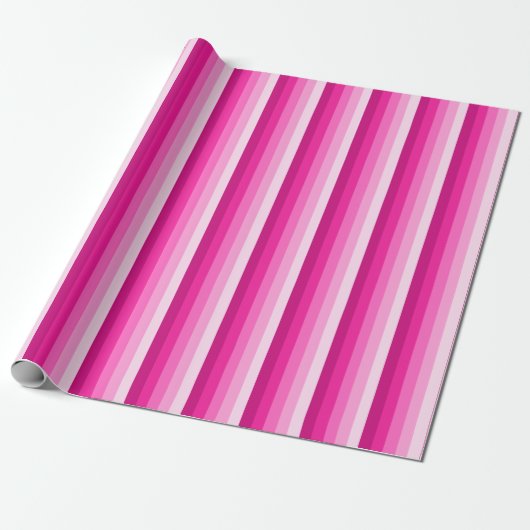 Hot-roze schaduwstrepen cadeaupapier (Uitgerold)