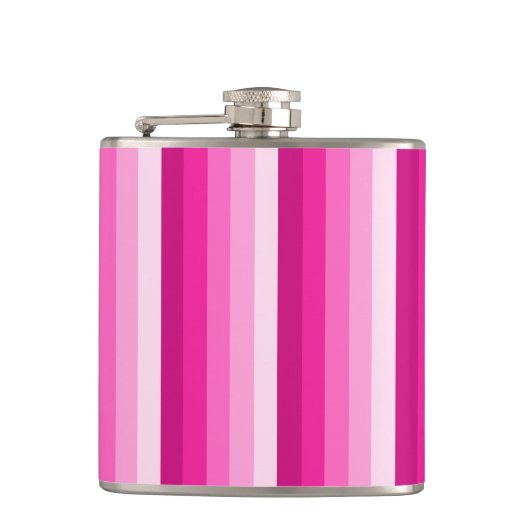Hot-roze schaduwstrepen heupfles (Voorkant)