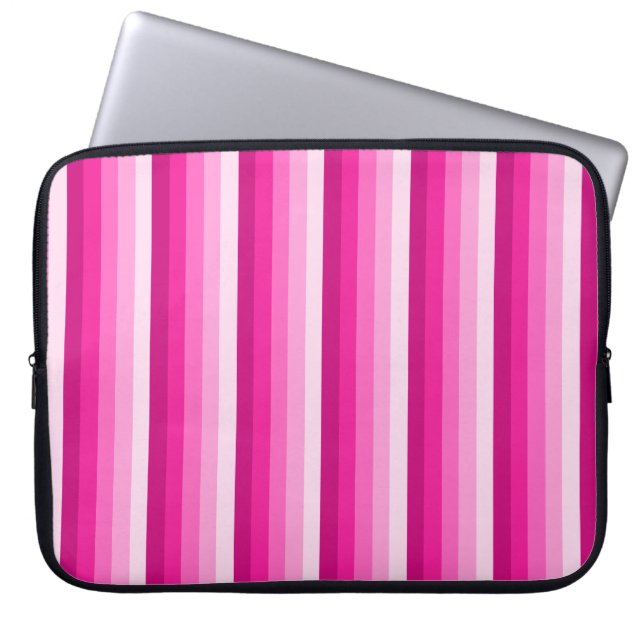 Hot-roze schaduwstrepen laptop sleeve (Voorkant)