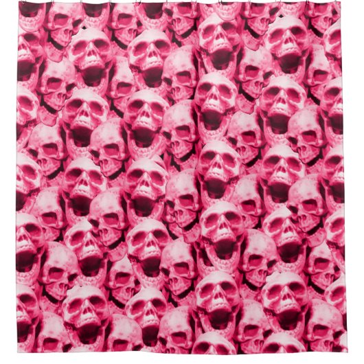 Hot-roze schedels douchegordijn (Voorkant)