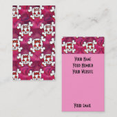 Hot-roze schedels en harten visitekaartje (Voorkant / Achterkant)