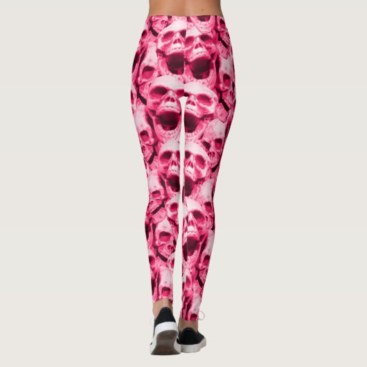 Hot-roze schedels leggings (Achterkant)