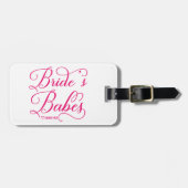 Hot-roze script | Bride Babes Bachelorette Party Bagagelabel (Voorkant horizontaal)