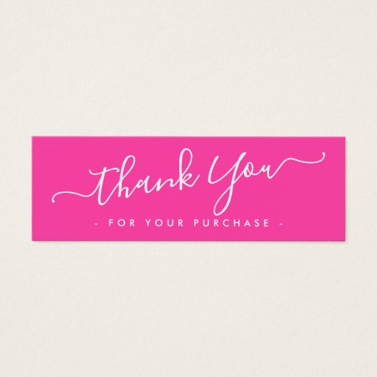 Hot roze script business logo dank u invoegen mini visitekaartjes (Voorkant)