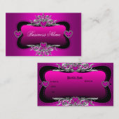 Hot-roze Silver Diamond Hearts Elegant Business Visitekaartje (Voorkant / Achterkant)